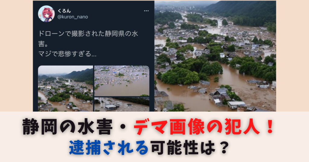 【特定】静岡の水害・デマ(フェイク)画像の犯人！逮捕される可能性は？